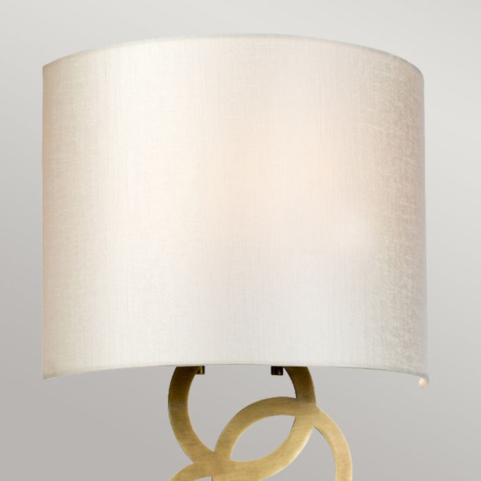 Curtis Medium 1 Light Wall Light - Aged Brass with Ivory Faux Silk Shade