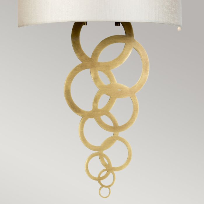 Curtis Medium 1 Light Wall Light - Aged Brass with Ivory Faux Silk Shade