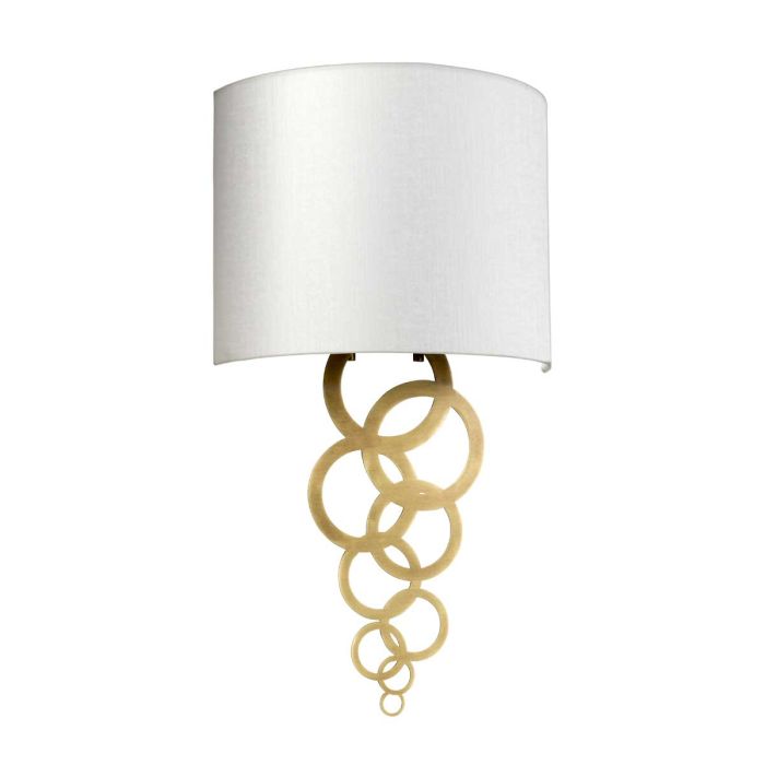 Curtis Medium 1 Light Wall Light - Aged Brass with Ivory Faux Silk Shade