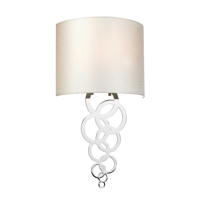 Curtis Medium 1 Light Wall Light - Polished Chrome with Ivory Faux Silk Shade
