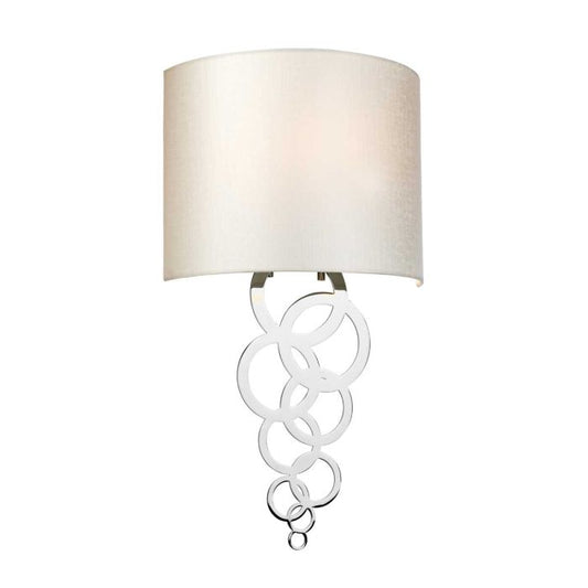 Curtis Medium 1 Light Wall Light - Polished Chrome with Ivory Faux Silk Shade