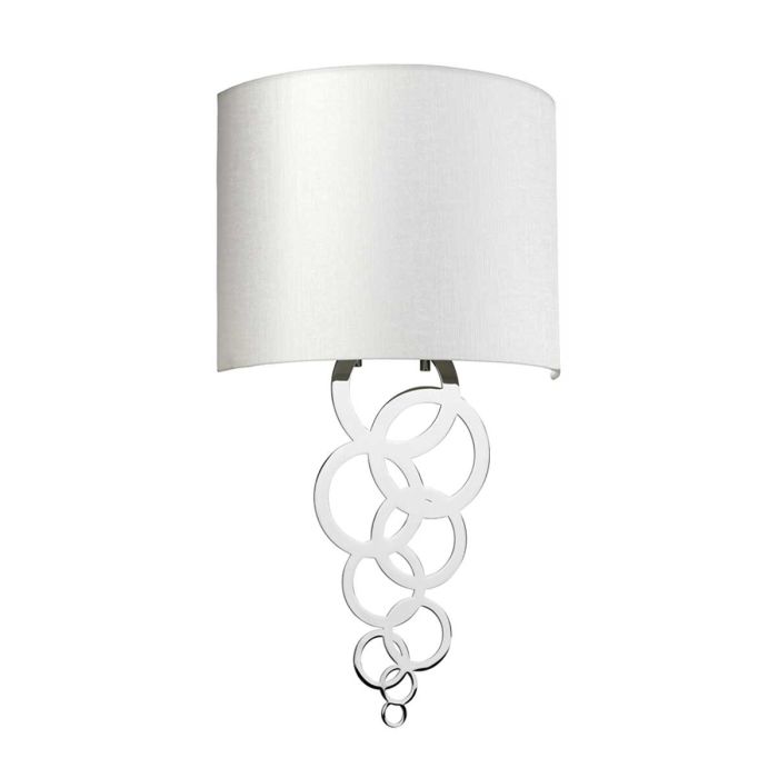 Curtis Medium 1 Light Wall Light - Polished Chrome with Ivory Faux Silk Shade