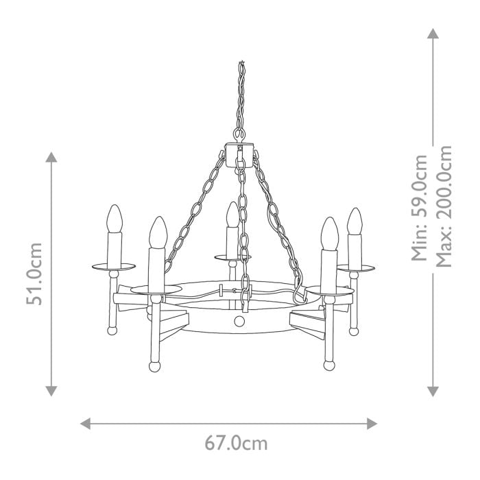 Cromwell 5 Light Chandelier - Old Bronze