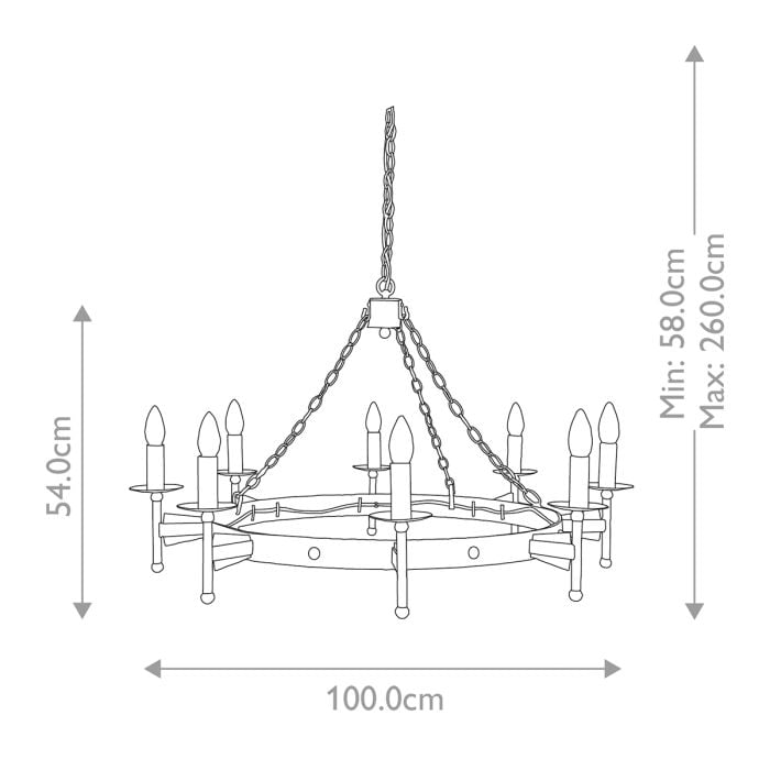 Cromwell 8 Light Chandelier - Old Bronze