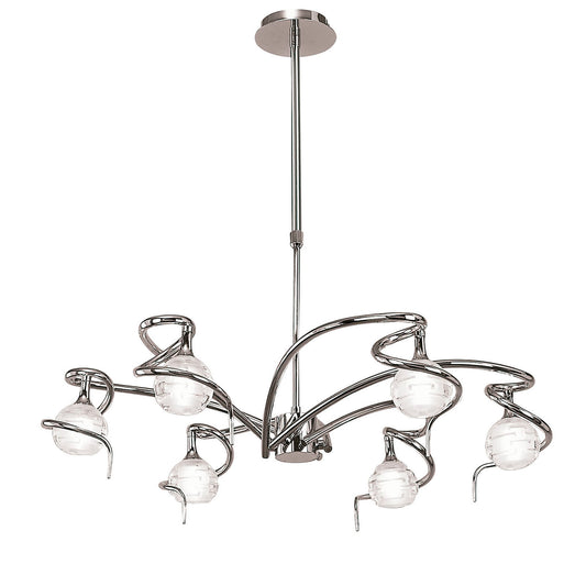 Dali Telescopic Pendant Convertible To Semi Flush 6 Light G9, Polished Chrome by Mantra