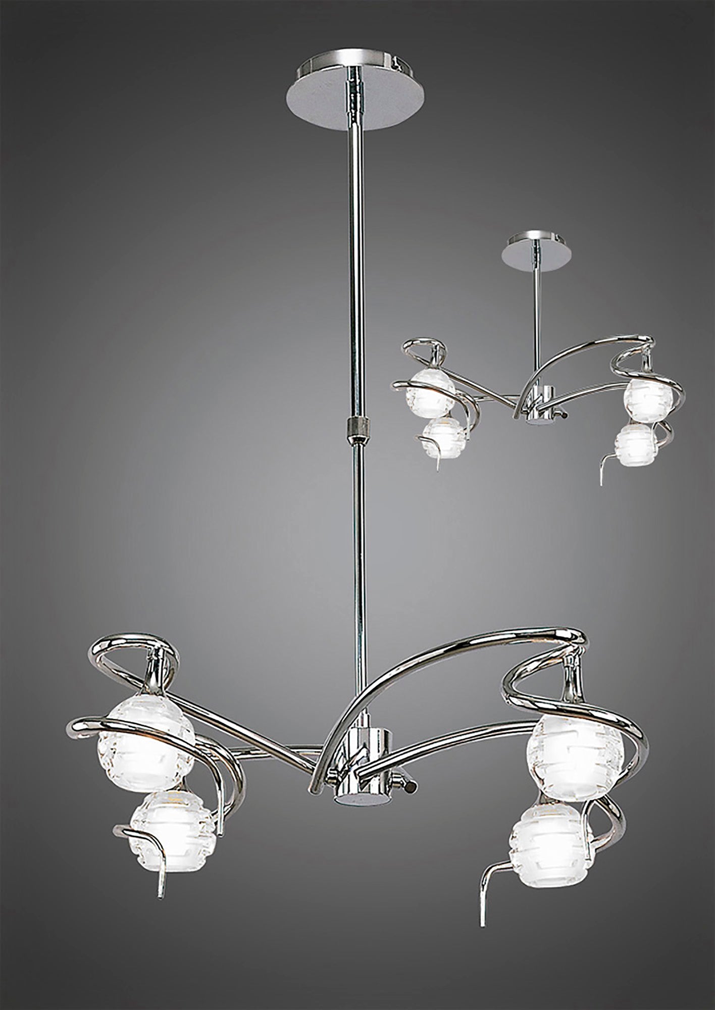 Dali Telescopic Pendant Convertible To Semi Flush 4 Light G9, Polished Chrome by Mantra