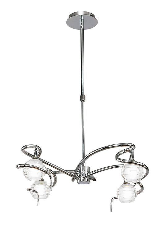 Dali Telescopic Pendant Convertible To Semi Flush 4 Light G9, Polished Chrome by Mantra