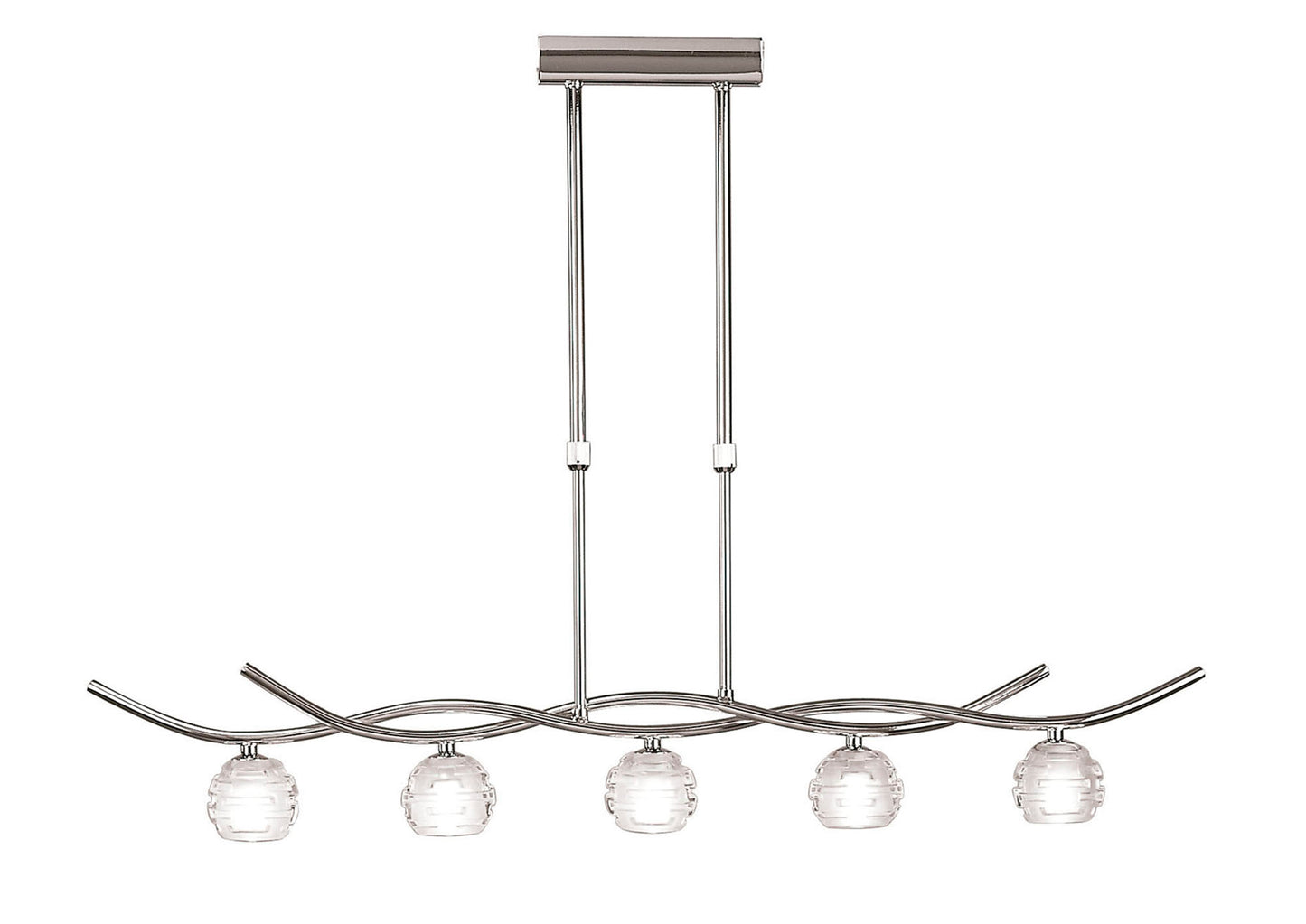 Dali Telescopic Pendant Line 5 Light G9, Polished Chrome by Mantra