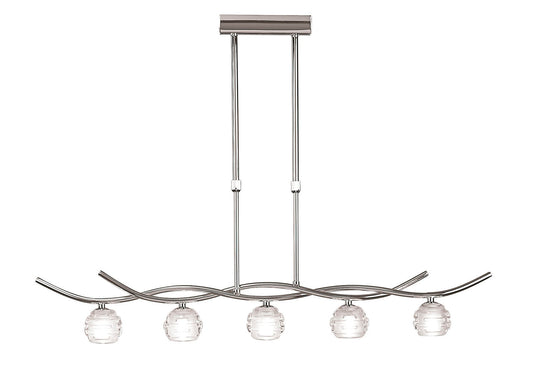 Dali Telescopic Pendant Line 5 Light G9, Polished Chrome by Mantra