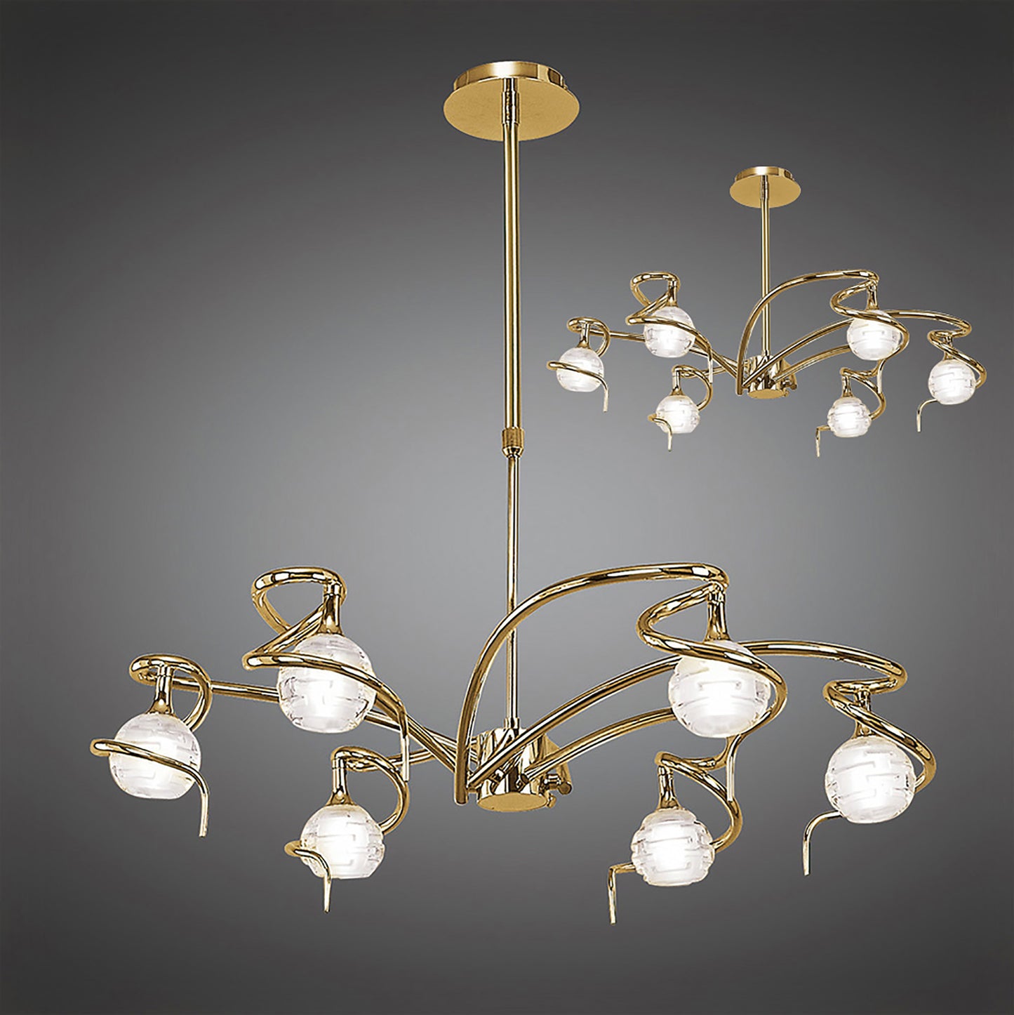 Dali Telescopic Pendant Convertible To Semi Flush 6 Light G9, Polished Brass by Mantra