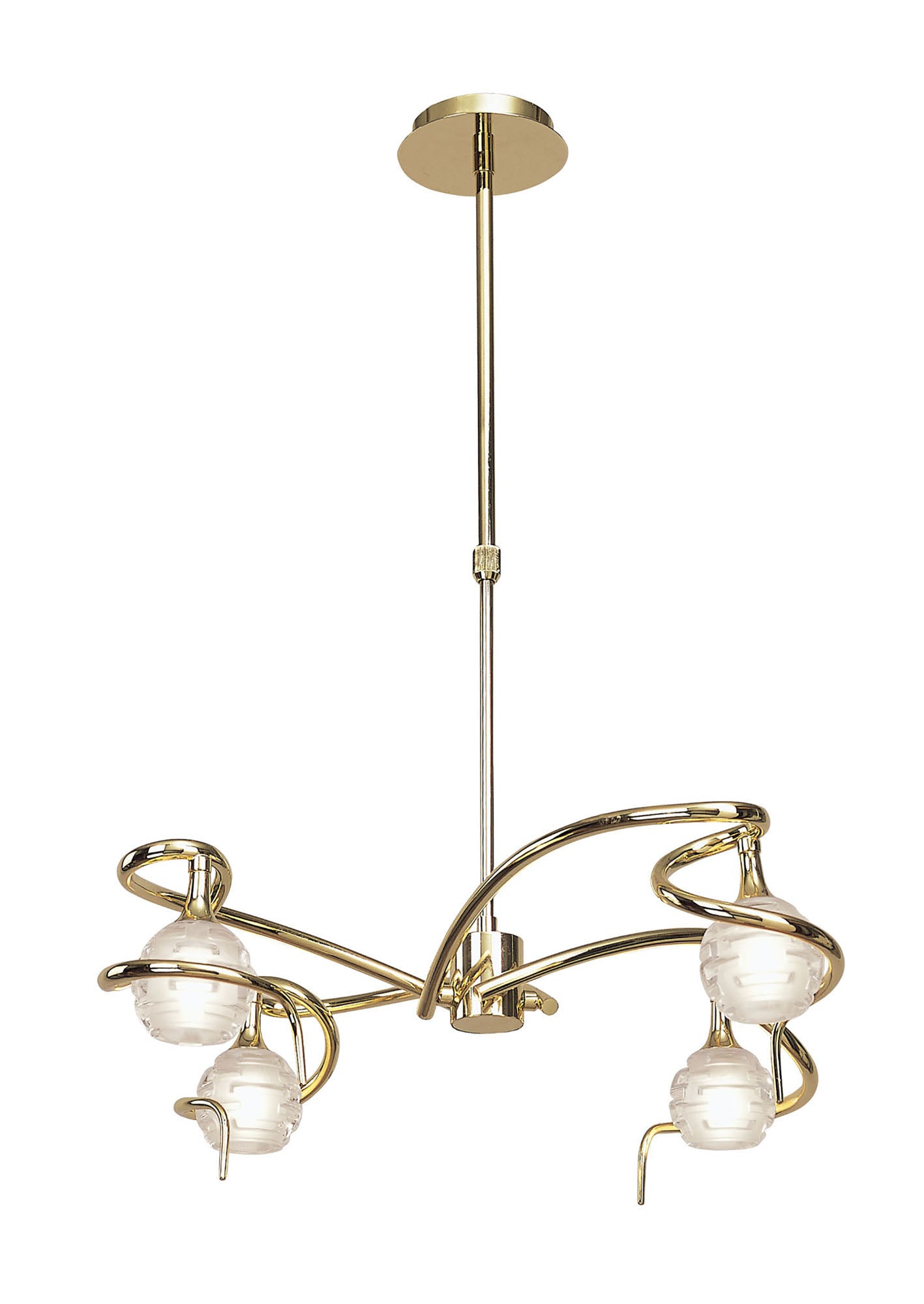 Dali Telescopic Pendant Convertible To Semi Flush 4 Light G9, Polished Brass by Mantra