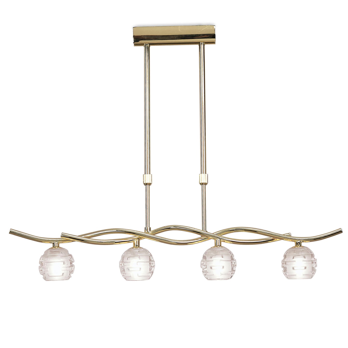 Dali Telescopic Linear Pendant Line 4 Light G9, Polished Brass by Mantra