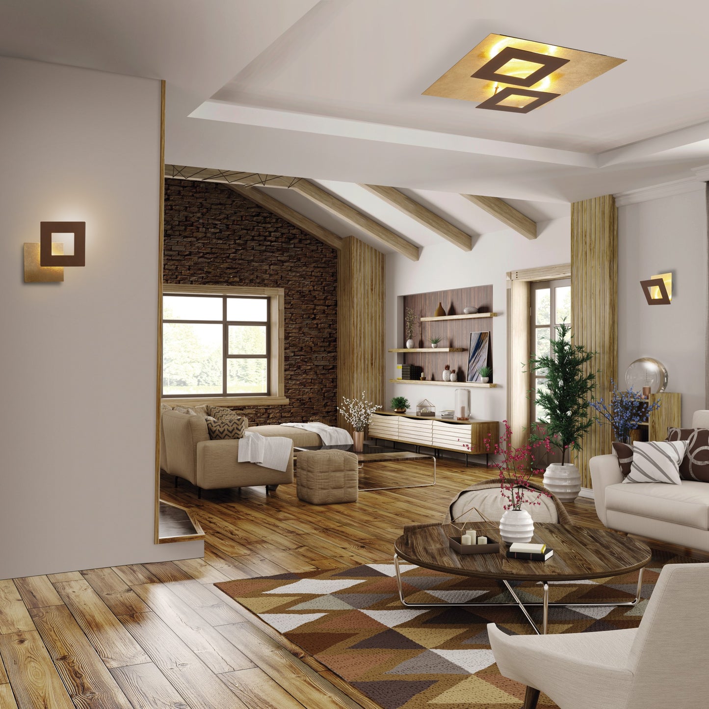 Dalia 50cm Ceiling, 48W LED, 3000K, 3360lm, Gold/Rust Brown, 3yrs Warranty by Mantra