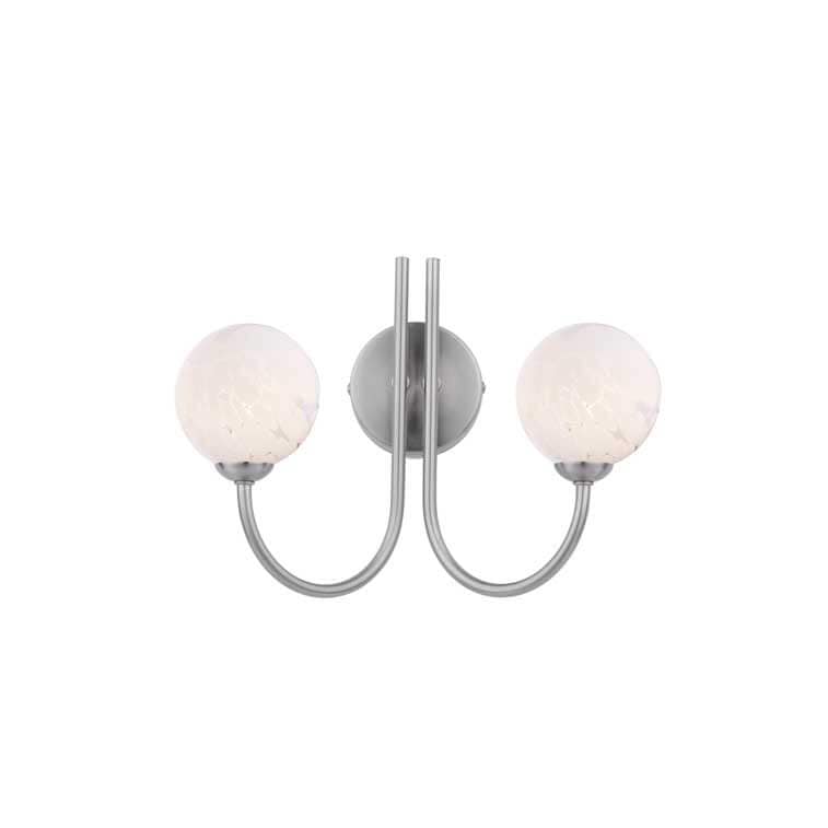 dar lighting Jared 2 Light Wall Light Satin Nickel & White Confetti Glass Combo