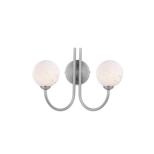 dar lighting Jared 2 Light Wall Light Satin Nickel & White Confetti Glass Combo