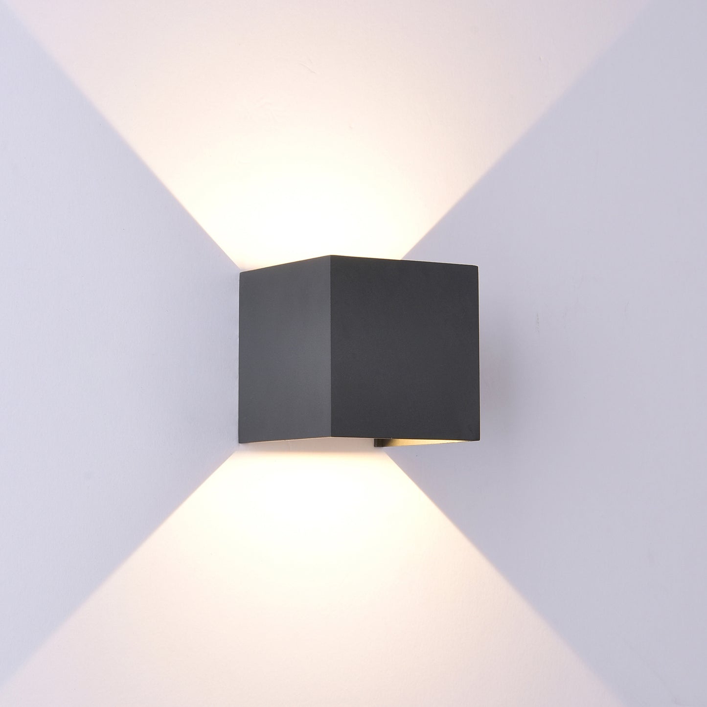 Davos Square Wall Lamp, 2 x 6W LED, 3000K, 1100lm, IP54, Anthracite, 3yrs Warranty by Mantra