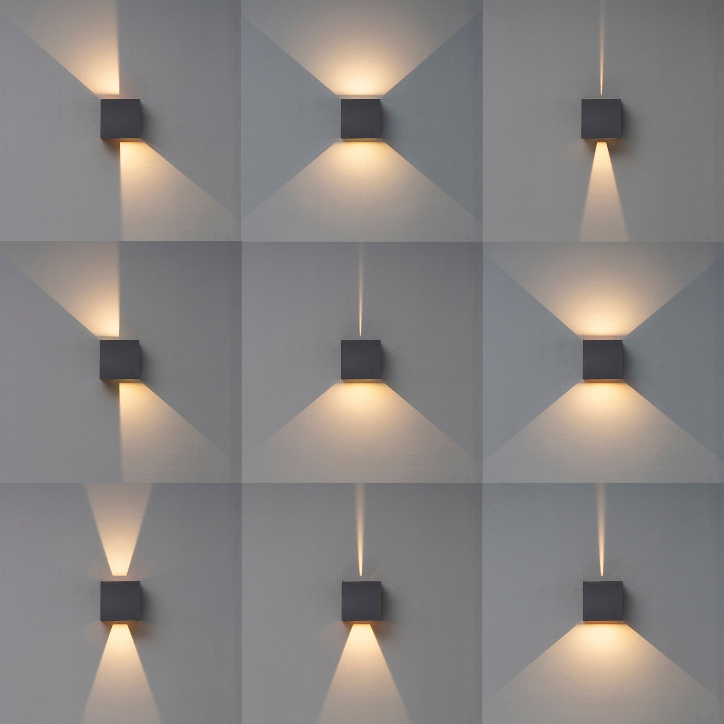 Davos Square Wall Lamp, 2 x 6W LED, 3000K, 1100lm, IP54, Anthracite, 3yrs Warranty by Mantra