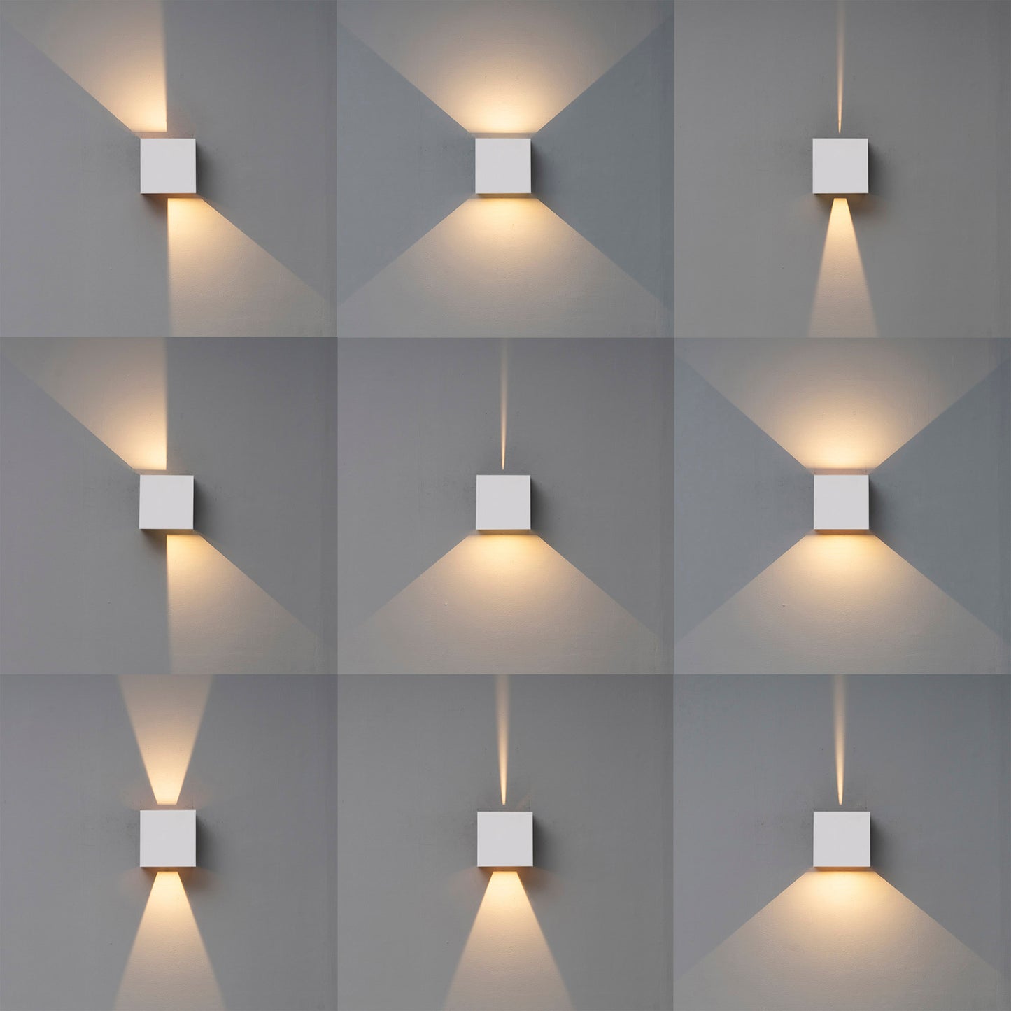 Davos Square Wall Lamp, 2 x 6W LED, 3000K, 1100lm, IP54, Sand White, 3yrs Warranty by Mantra