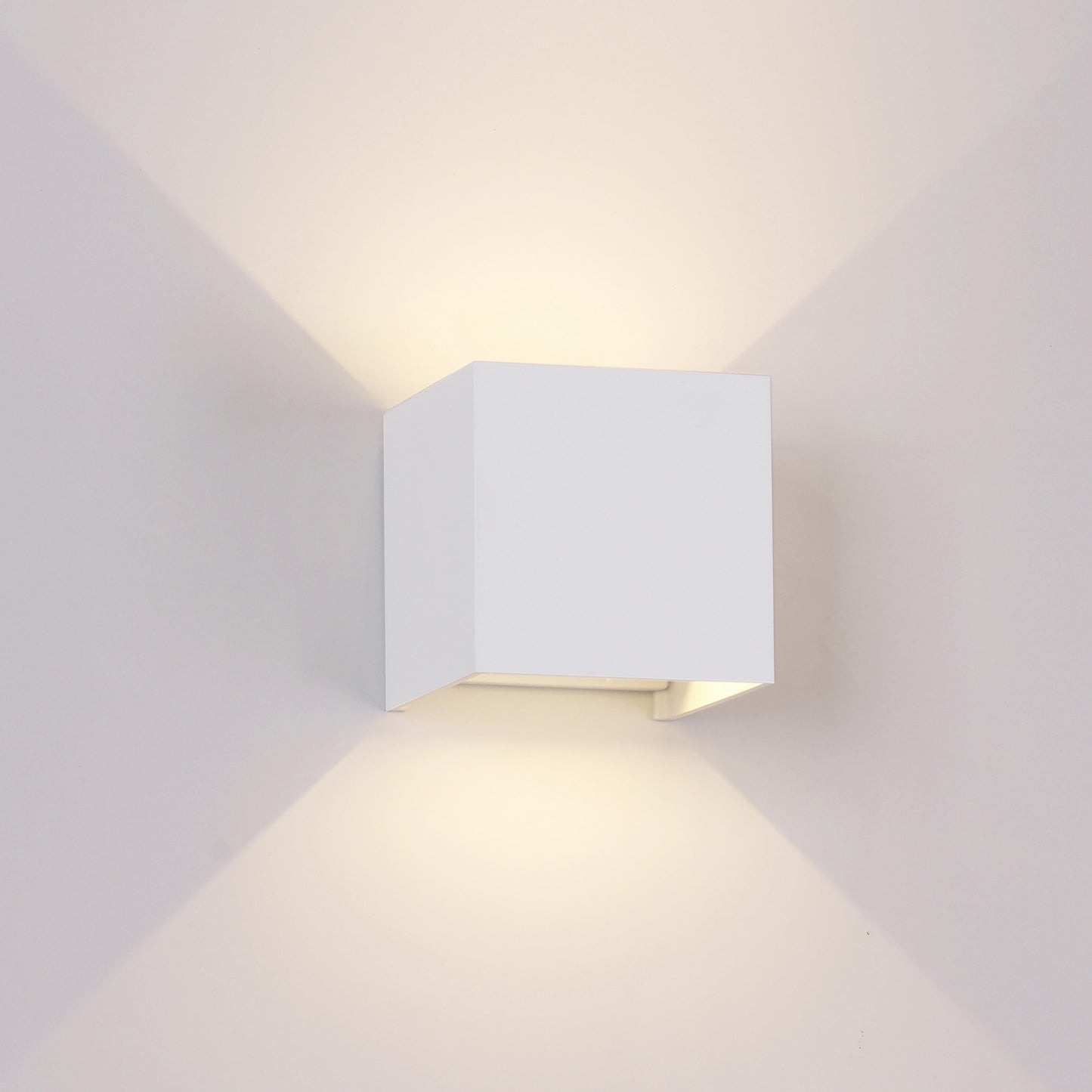 Davos Square Wall Lamp, 2 x 6W LED, 3000K, 1100lm, IP54, Sand White, 3yrs Warranty by Mantra