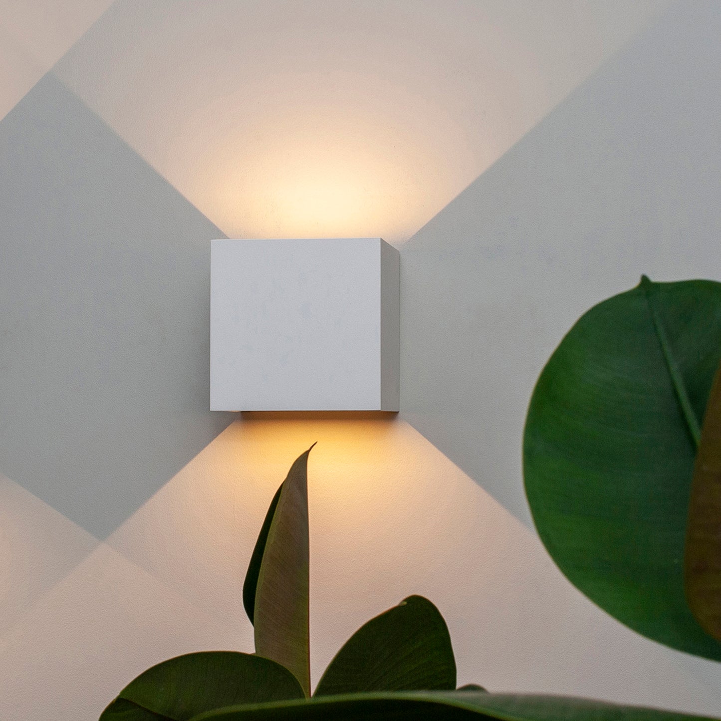 Davos Square Wall Lamp, 2 x 6W LED, 3000K, 1100lm, IP54, Sand White, 3yrs Warranty by Mantra