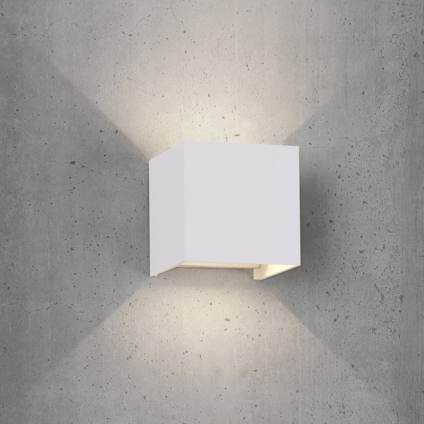 Davos Square Wall Lamp, 2 x 6W LED, 3000K, 1100lm, IP54, Sand White, 3yrs Warranty by Mantra