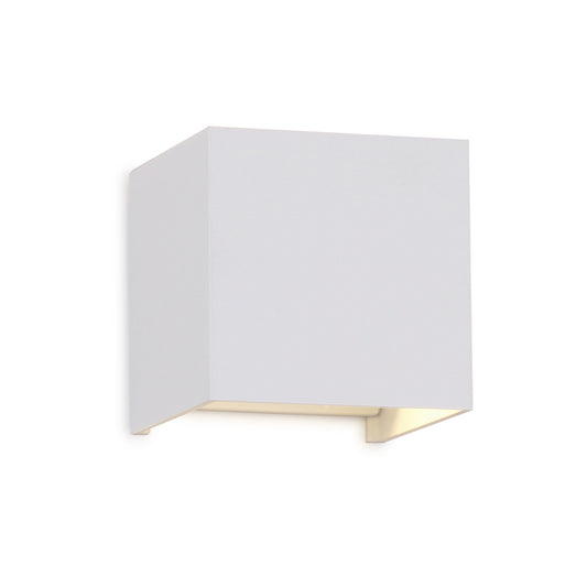 Davos Square Wall Lamp, 2 x 6W LED, 3000K, 1100lm, IP54, Sand White, 3yrs Warranty by Mantra