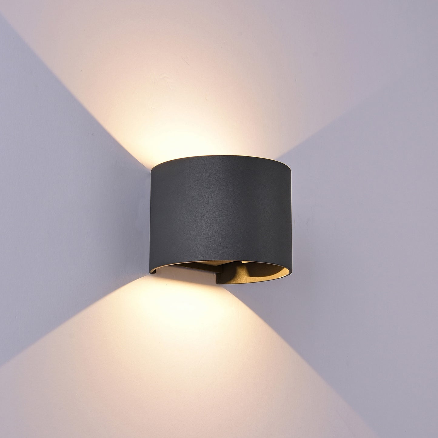 Davos Round Wall Lamp, 2 x 6W LED, 3000K, 1100lm, IP54, Anthracite, 3yrs Warranty by Mantra