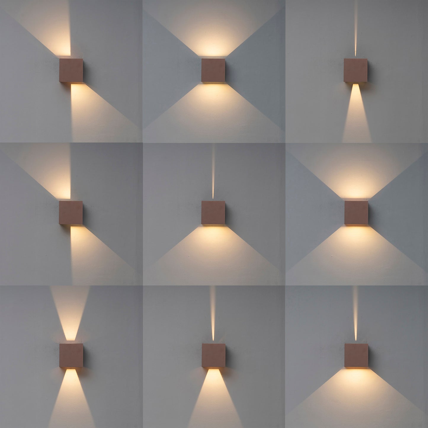 Davos Square Wall Lamp, 2 x 6W LED, 3000K, 1100lm, IP54, Rust Brown, 3yrs Warranty by Mantra