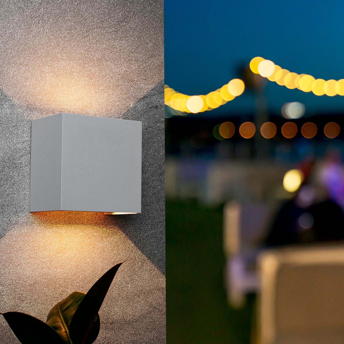 Davos XL Square Wall Lamp, 2x10W LED, 3000K, 1830lm, IP65, Sand White, 3yrs Warranty by Mantra