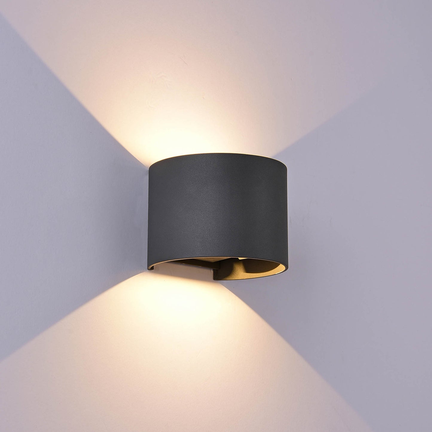 Davos Round Wall Lamp, 2 x 6W LED, 4000K, 1100lm, IP54, Anthracite, 3yrs Warranty by Mantra