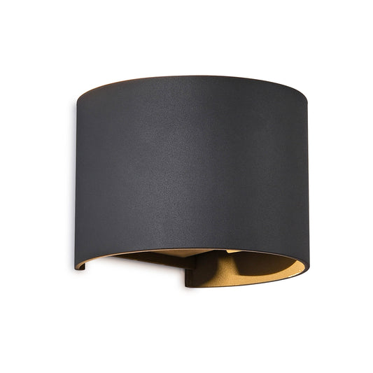 Davos Round Wall Lamp, 2 x 6W LED, 4000K, 1100lm, IP54, Anthracite, 3yrs Warranty by Mantra