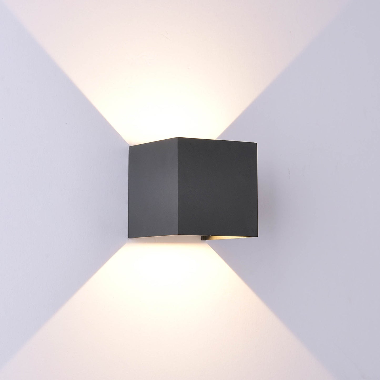 Davos Square Wall Lamp, 2 x 6W LED, 4000K, 1100lm, IP54, Anthracite, 3yrs Warranty by Mantra