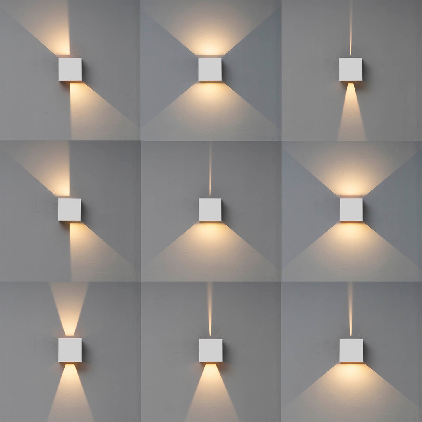 Davos Square Wall Lamp, 2 x 6W LED, 4000K, 1100lm, IP54, Sand White, 3yrs Warranty by Mantra