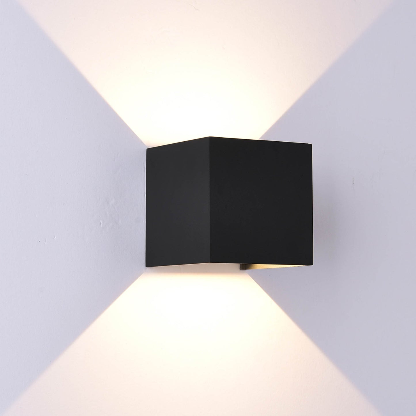 Davos Square Wall Lamp, 2 x 6W LED, 4000K, 1100lm, IP54, Sand Black, 3yrs Warranty by Mantra