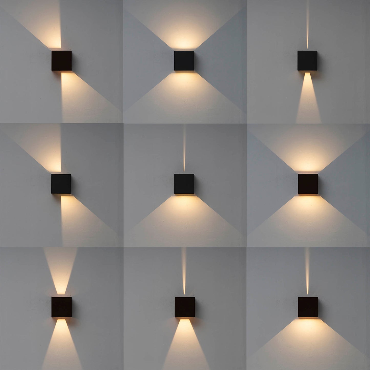 Davos Square Wall Lamp, 2 x 6W LED, 4000K, 1100lm, IP54, Sand Black, 3yrs Warranty by Mantra