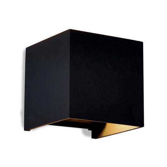 Davos Square Wall Lamp, 2 x 6W LED, 4000K, 1100lm, IP54, Sand Black, 3yrs Warranty by Mantra