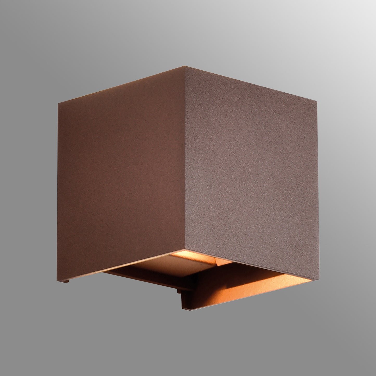 Davos Square Wall Lamp Dimmable, 2 x 6W LED, 2700K, 1100lm, IP54, Rust Brown, 3yrs Warranty by Mantra