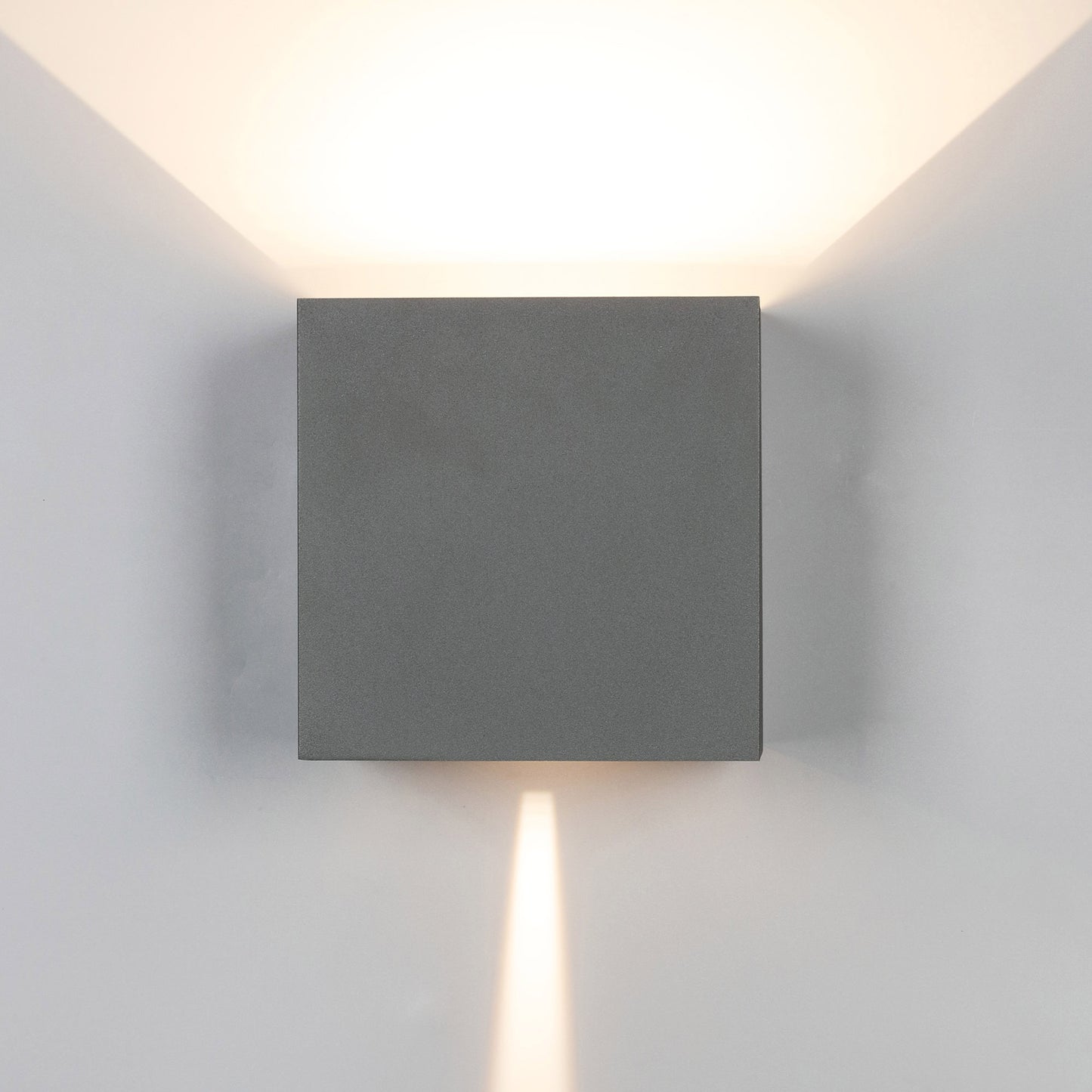 Davos XL Square Wall Lamp, 2x10W LED, 3000K, 1830lm, IP65, Anthracite, 3yrs Warranty by Mantra