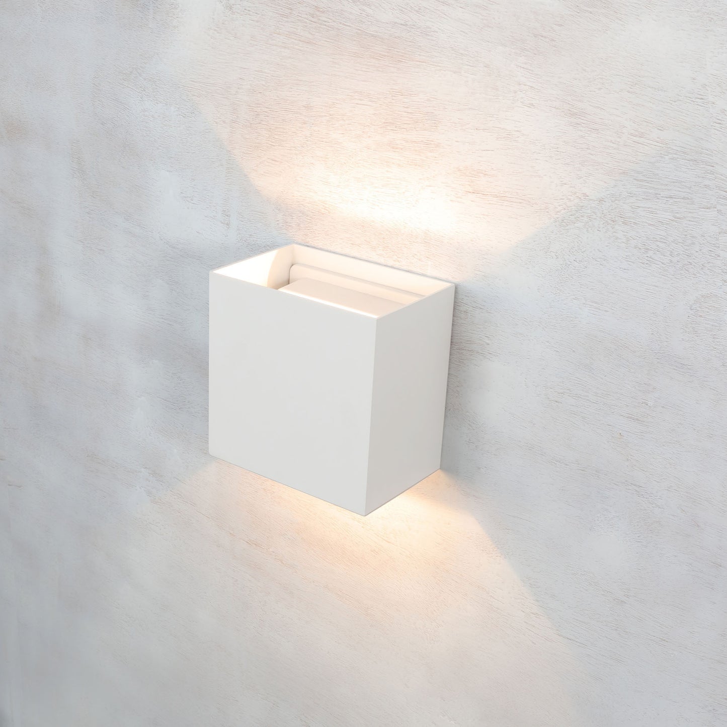 Davos XL Square Wall Lamp, 2x10W LED, 3000K, 1830lm, IP65, Sand White, 3yrs Warranty by Mantra