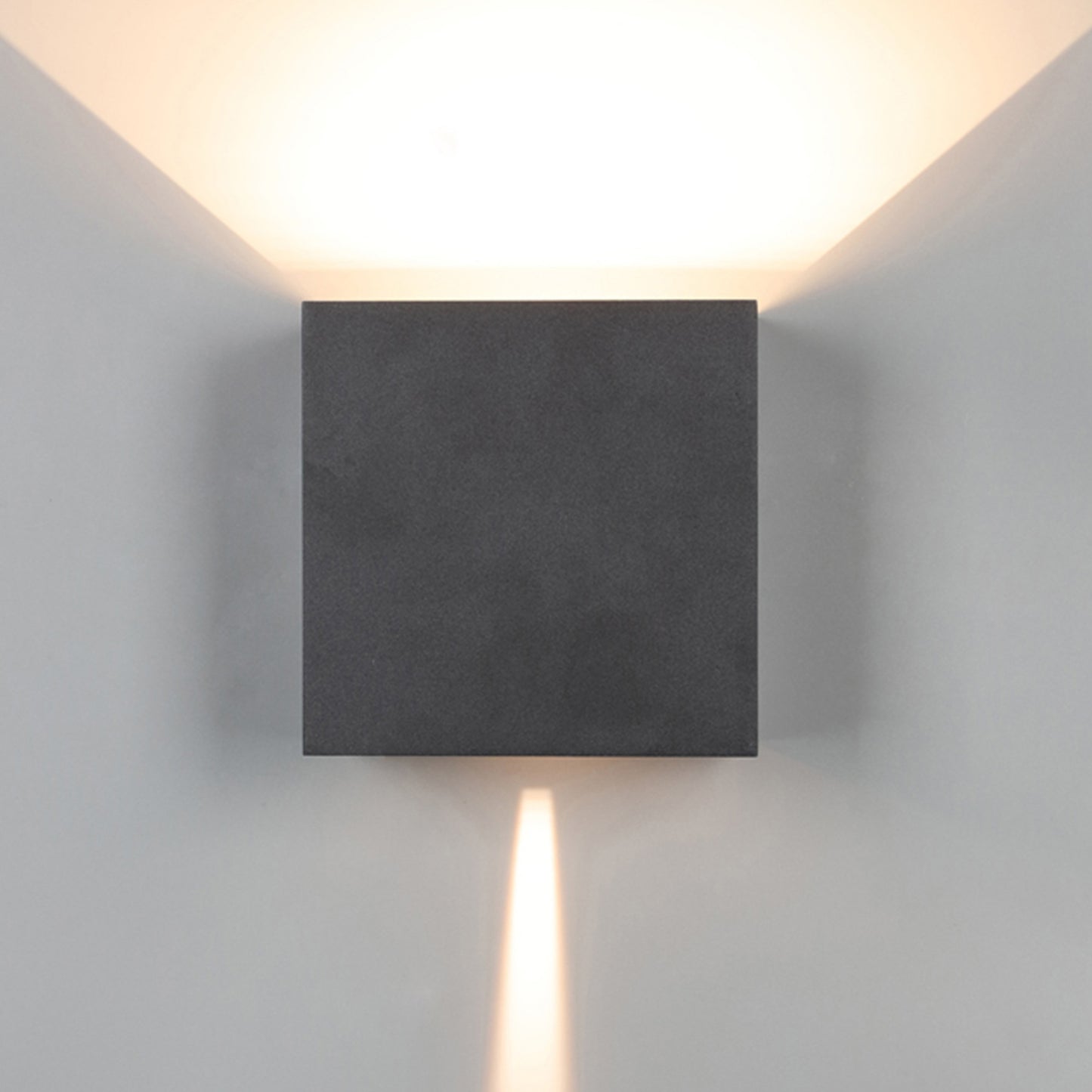 Davos XL Square Wall Lamp, 2x10W LED, 3000K, 1830lm, IP65, Sand Black, 3yrs Warranty by Mantra