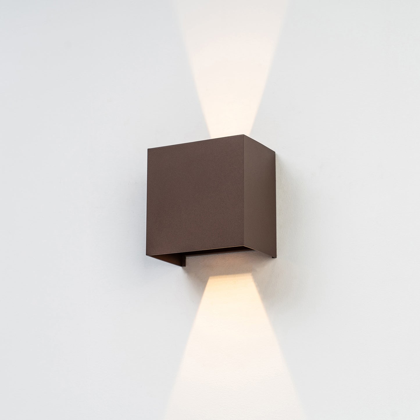 Davos XL Square Wall Lamp, 2x10W LED, 3000K, 1830lm, IP65, Rust Brown, 3yrs Warranty by Mantra