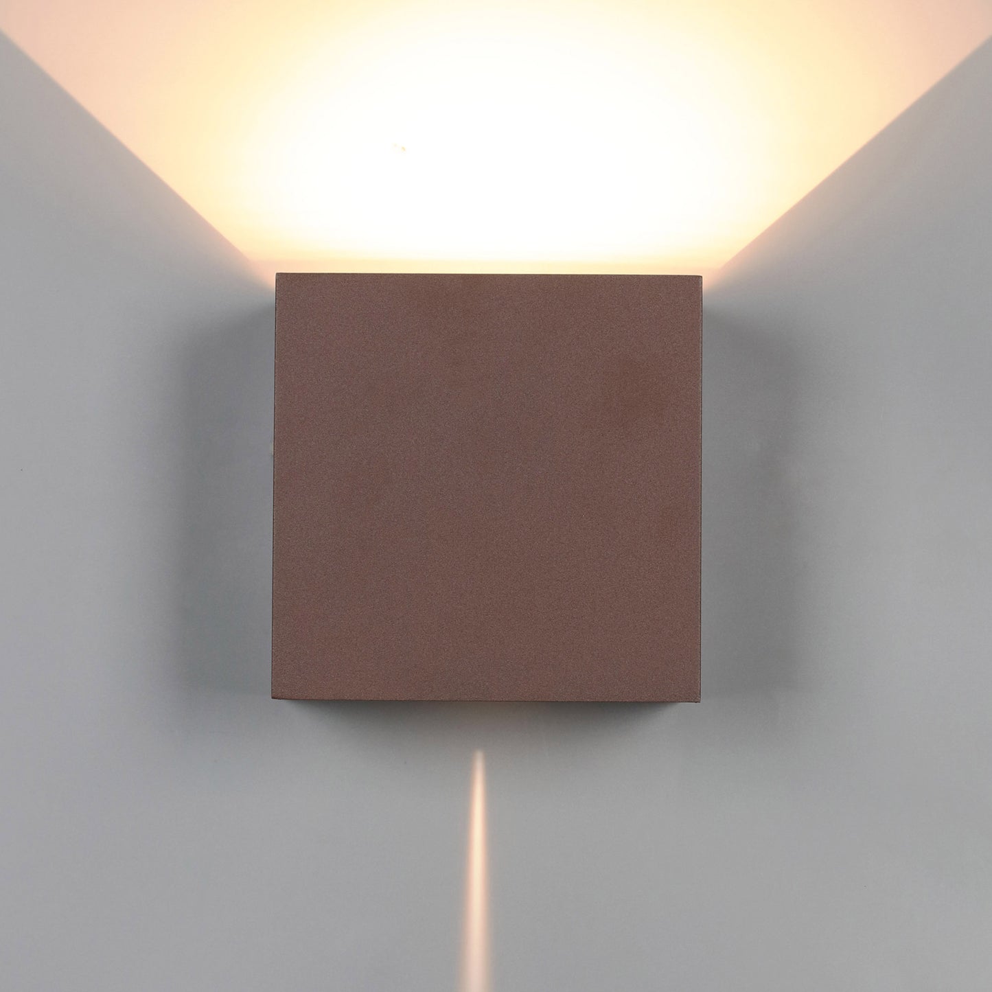 Davos XL Square Wall Lamp, 2x10W LED, 3000K, 1830lm, IP65, Rust Brown, 3yrs Warranty by Mantra