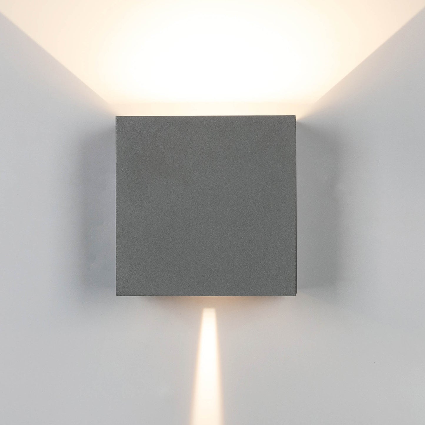 Davos XL Square Wall Lamp, 2x10W LED, 4000K, 1830lm, IP65, Anthracite, 3yrs Warranty by Mantra