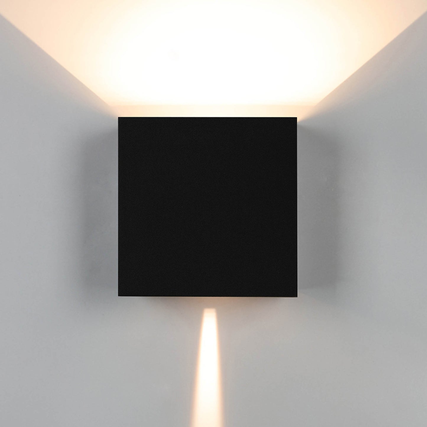 Davos XL Square Wall Lamp, 2x10W LED, 4000K, 1830lm, IP65, Sand Black, 3yrs Warranty by Mantra