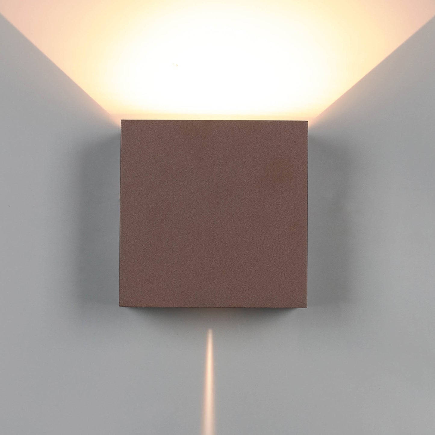 Davos XL Square Wall Lamp, 2x10W LED, 4000K, 1830lm, IP65, Rust Brown, 3yrs Warranty by Mantra