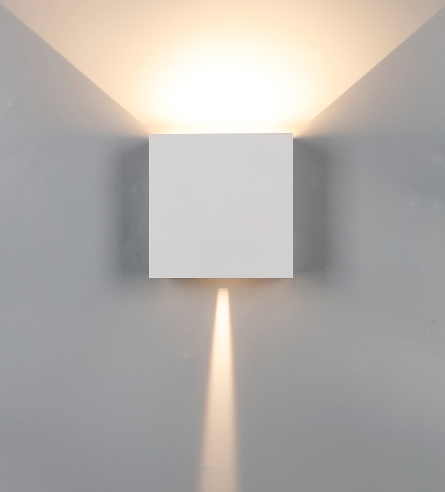 Davos XL Square Wall Lamp Dimmable, 2x10W LED, 2700K, 1830lm, IP65, Sand White, 3yrs Warranty by Mantra