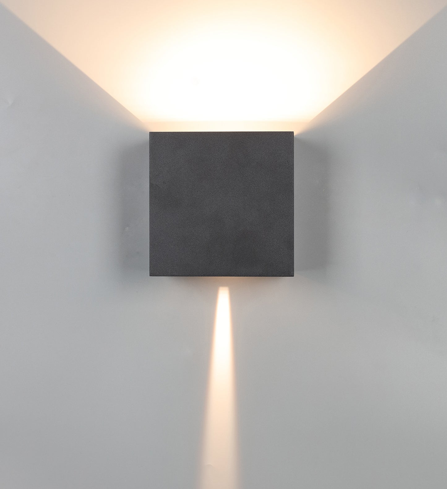 Davos XL Square Wall Lamp Dimmable, 2x10W LED, 2700K, 1830lm, IP65, Sand Black, 3yrs Warranty by Mantra