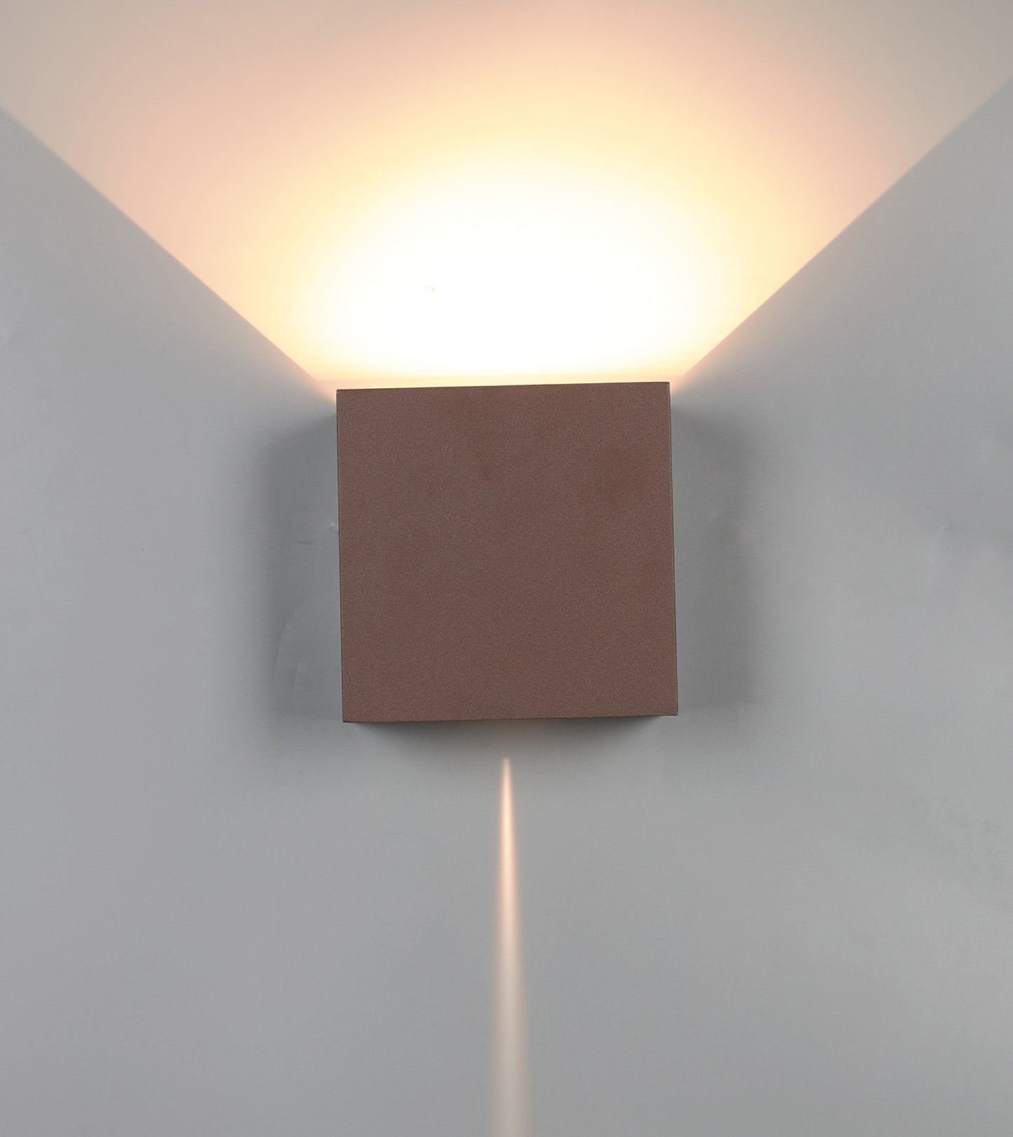 Davos XL Square Wall Lamp Dimmable, 2x10W LED, 2700K, 1830lm, IP65, Rust Brown, 3yrs Warranty by Mantra