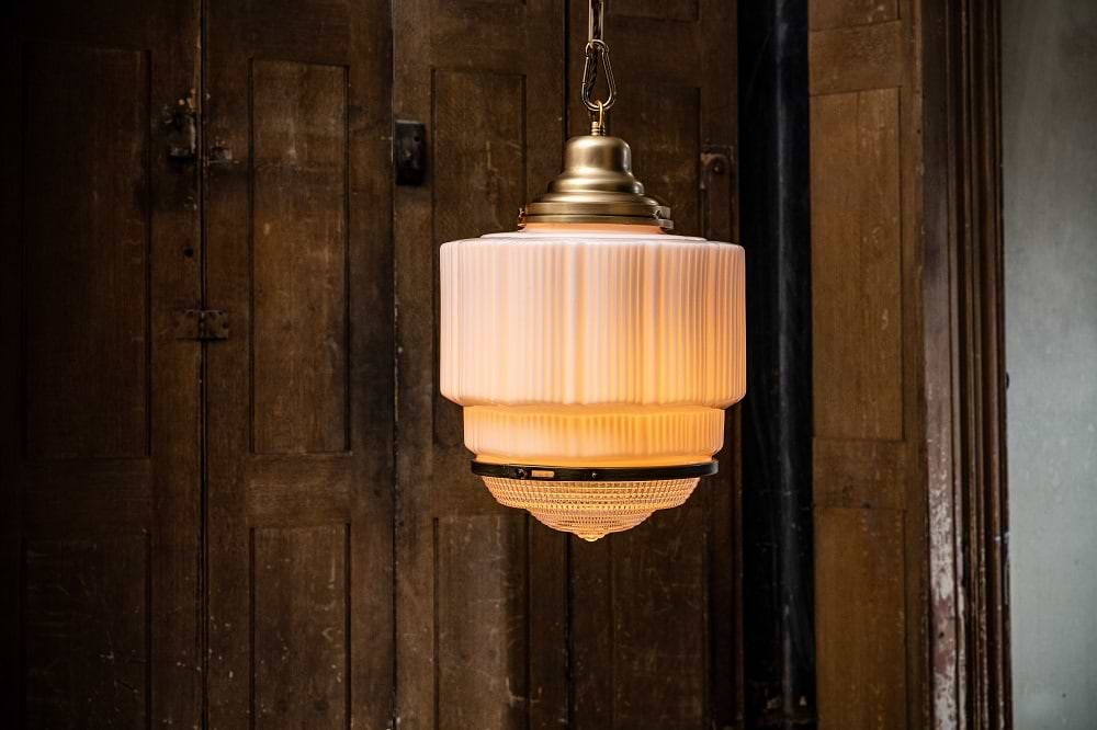 Soho Lighting The Dean Pendant Light Lacquered Aged Brass - The Schoolhouse Collection