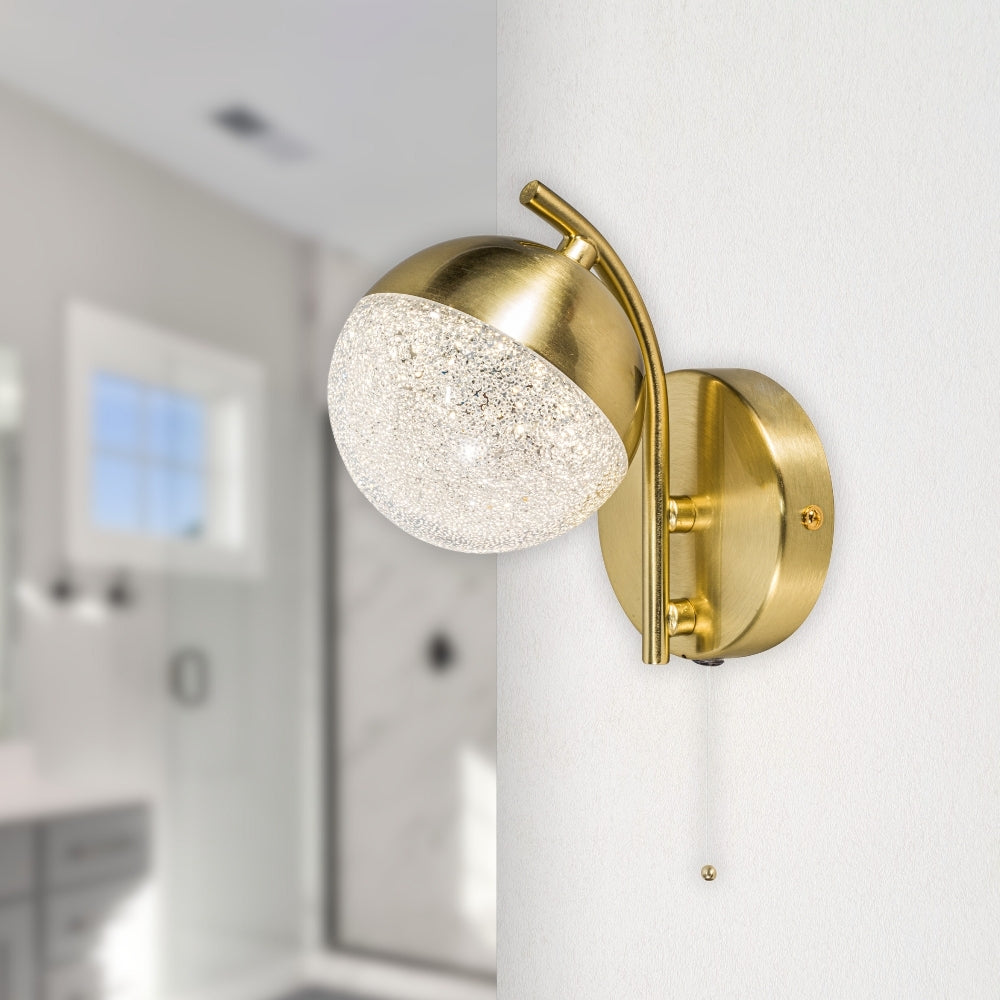 Dew 1 Light 5W CCT Satin Brass Bathroom Wall Light